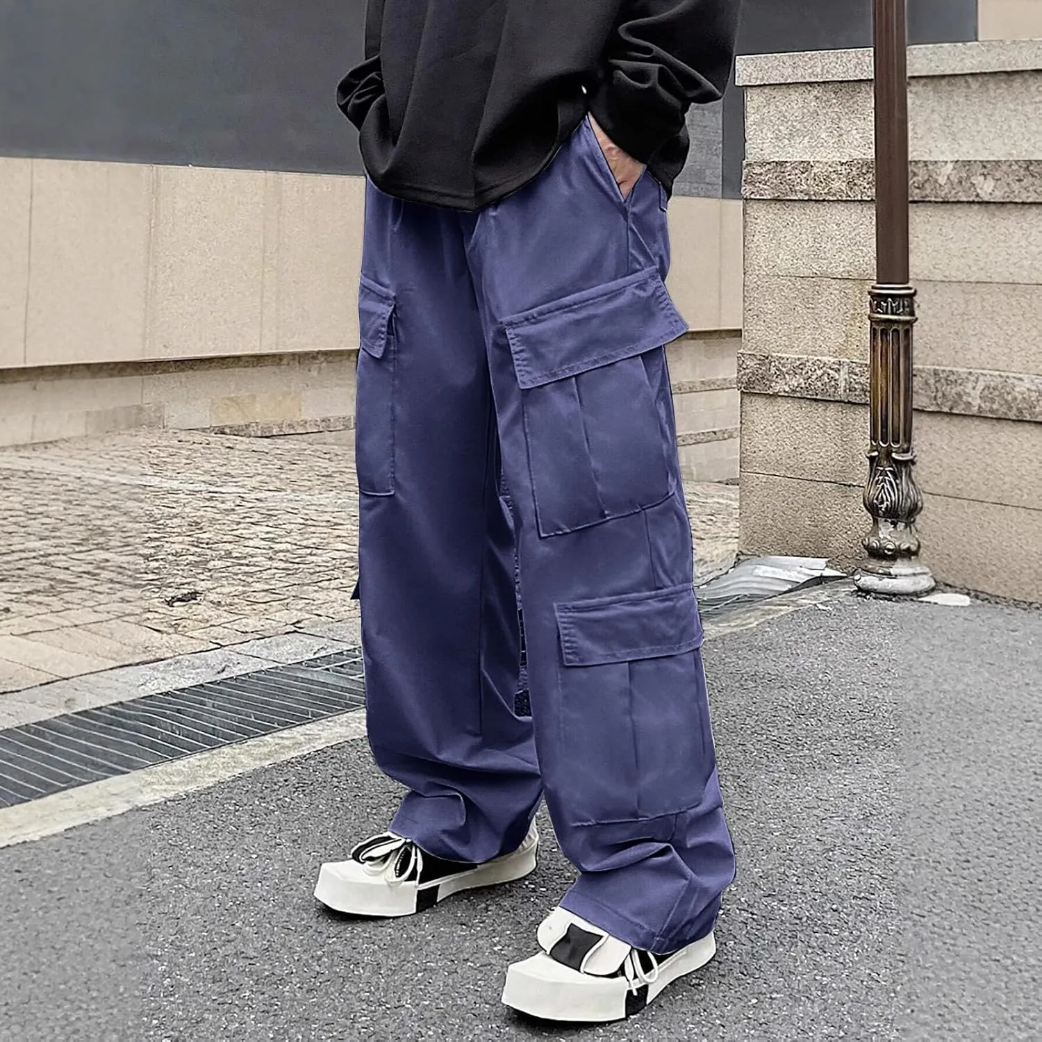 Mens Cargo Work Pants Relaxed Fit Tactical Ripstop Pants Baggy Stretch Camping Sweatpants Outdoor