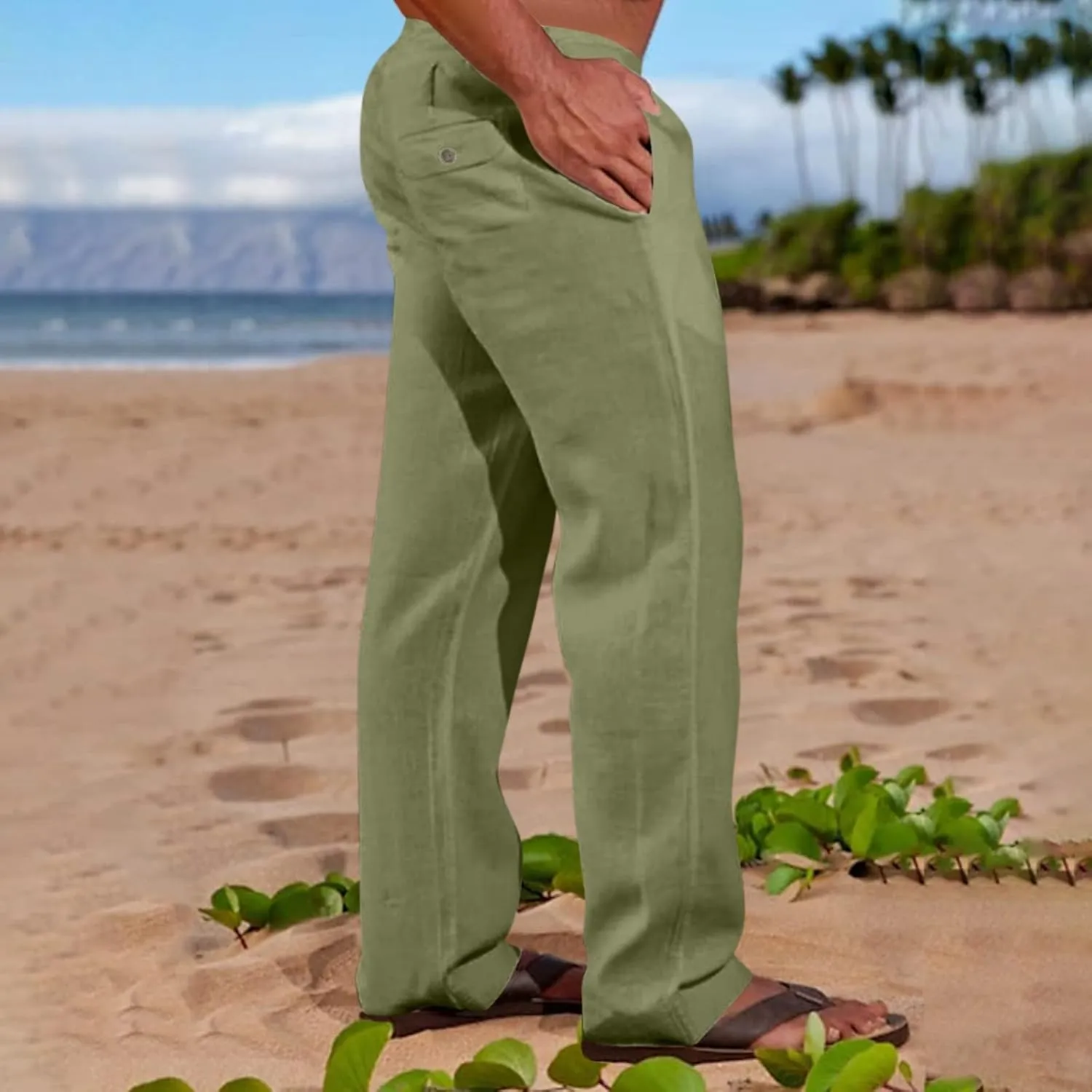 Mens Casual Cargo Pants Elastic Waist Stretch Drawstring Relaxed Fit Tactical Work Joggers Pants, S-5XL