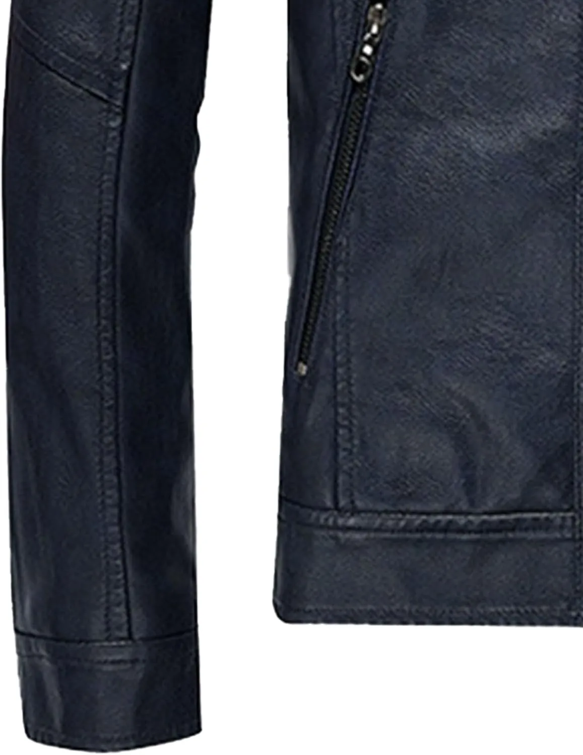 Men's Casual Faux Leather Jacket Stand Collar Zip-up Biker Motorcycle Jackets Punk Style Casual PU Fur Jacket