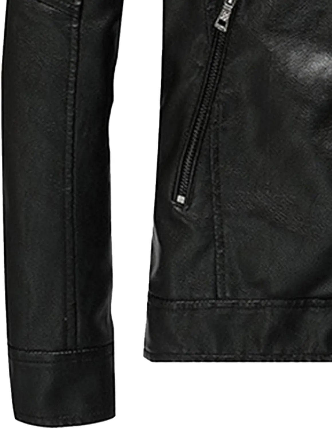 Men's Casual Faux Leather Jacket Stand Collar Zip-up Biker Motorcycle Jackets Punk Style Casual PU Fur Jacket