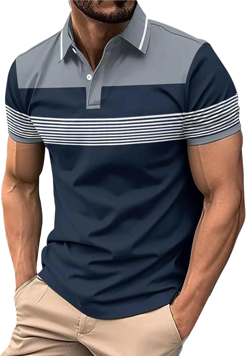 Men's Casual Golf Polo Shirts Collared Wrinkle Free Moisture Wicking Lightweight Business Summer Shirts