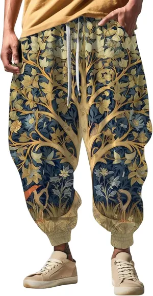 Mens Casual Harem Pants Men's Autumn Fun Print Fashion Street Feel Casual Sweatpants Hiking Outdoor Twill Track