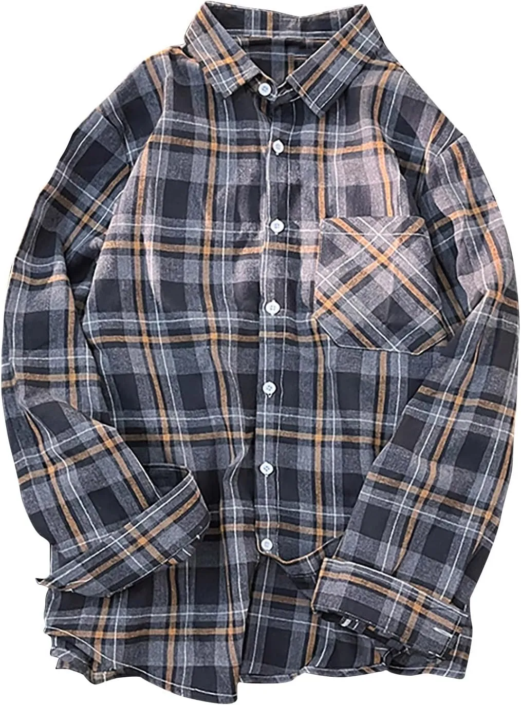 Men's Casual Shirts Fall Fashion Personality Striped Printed Button Down Lapel Long Sleeves Cardigan Blouse Tops