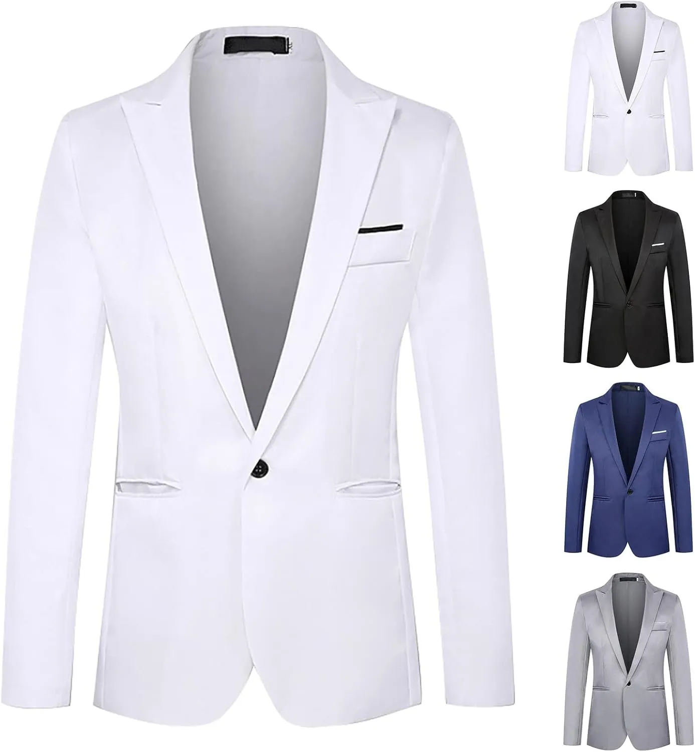 Mens Casual Suit Blazer Cardigan Jackets One Button Tuxedo Lightweight Formal Business Party Wedding Coats