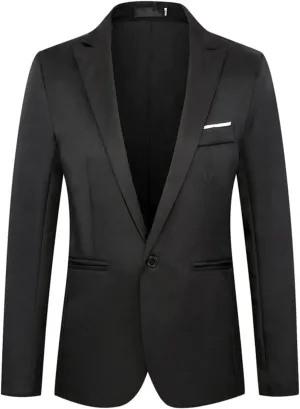 Mens Casual Suit Blazer Cardigan Jackets One Button Tuxedo Lightweight Formal Business Party Wedding Coats