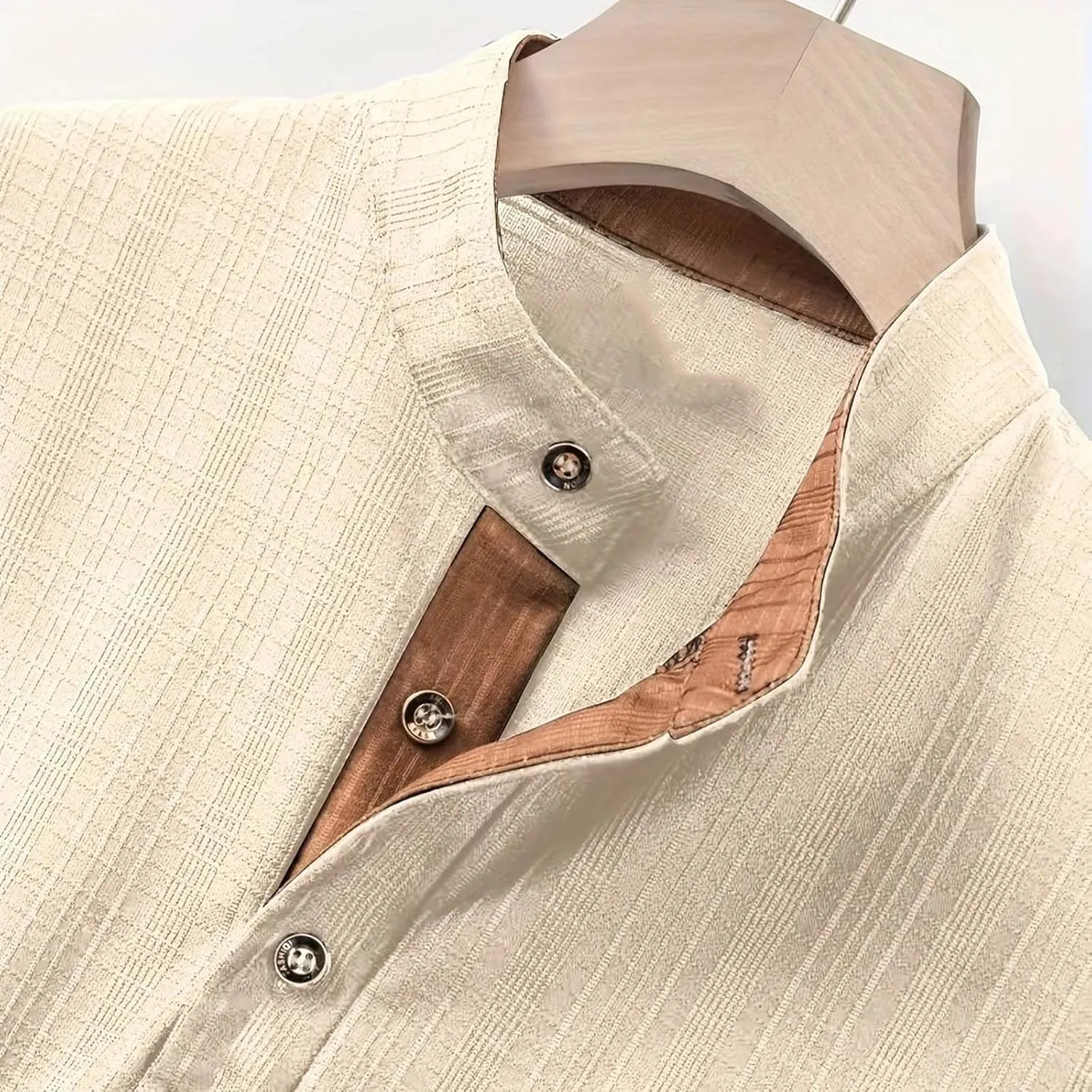 Men's Cotton Linen Henley Shirts Casual Lightweight Short Sleeve Button Down Stand Collar T-Shirt Summer Beach Tops