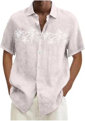 Men's Cuban Guayabera Shirts Button up Cardigan Casual Male Big and Tall Short Sleeve Shirts Lightweight Travel