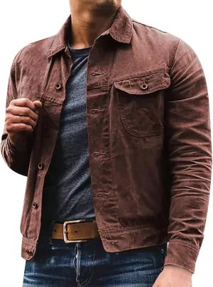 Mens Denim Jacket Casual Button Down Long Sleeve Jean Trucker Jackets Lightweight Windbreaker Fall Winter Coats