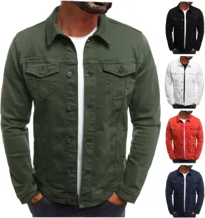 Mens Denim Jacket Cozy Classic Overshirt Long Sleeve Slim Fit Button Up Denim Top Shirt Jacket Trucker Jacket with Pockets
