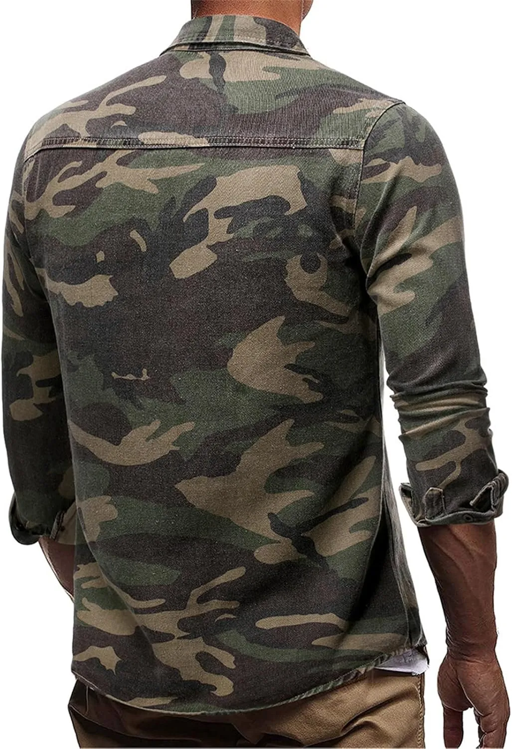 Men's Denim Jackets Distressed Classic Vintage Camo Jacket Fashion Trendy Trucker Jean Jackets