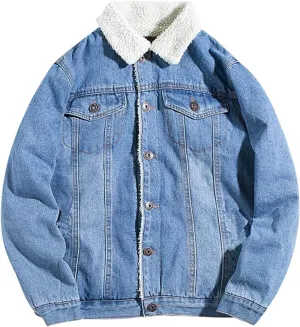 Men's Denim Jackets Thick Fleece Lined Trucker Jackets Casual Jean Coat Fashion Winter Warm Outwear Jacket
