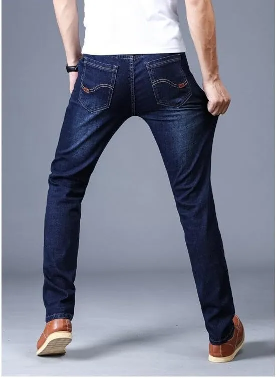 Men's Denim Pants Straight Leg and Stretch Fit Jeans Classic Casual Trousers for Men Everyday Wear Denim Straight