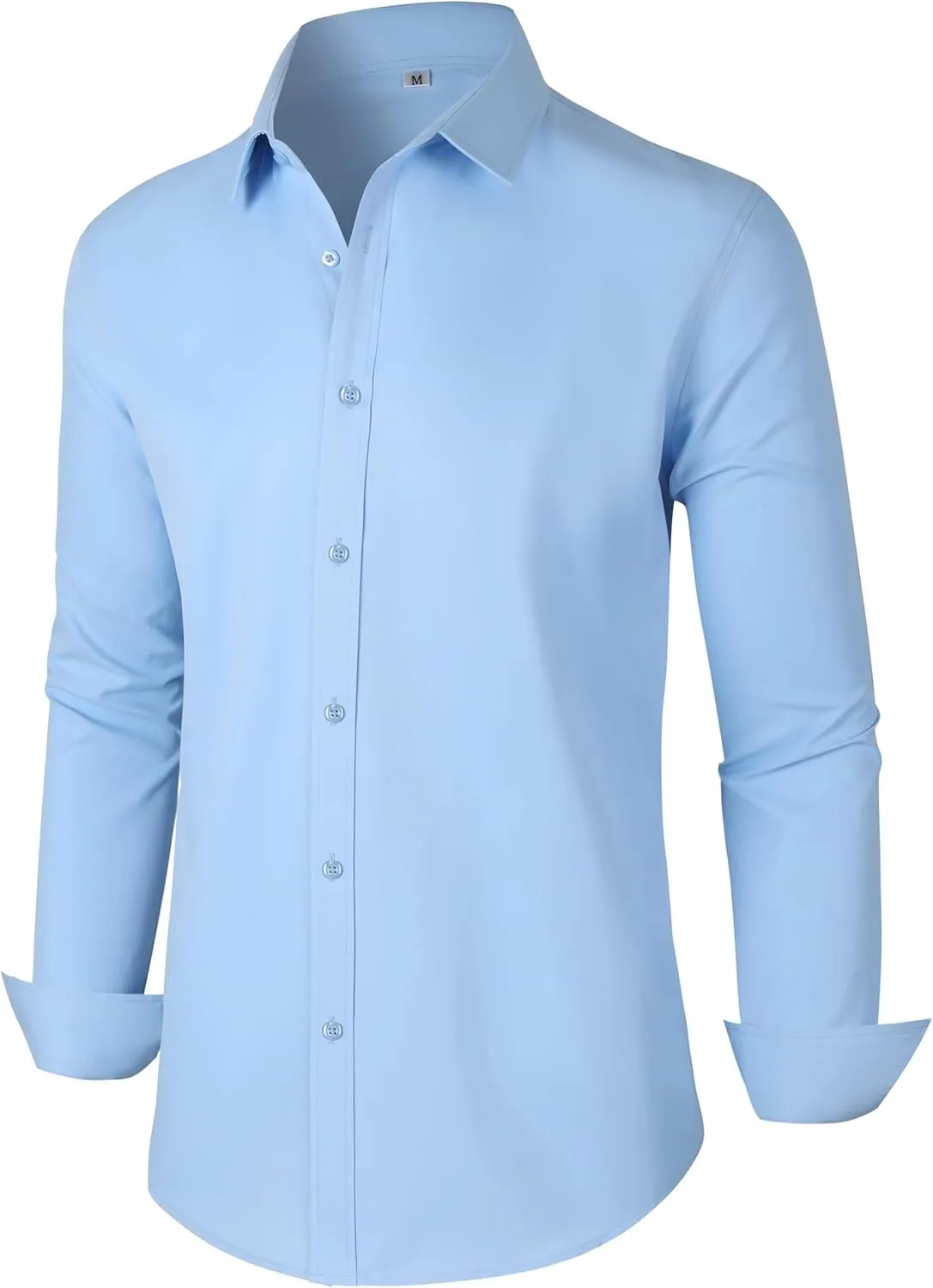 Men's Dress Shirts Regular Fit Solid Long Sleeve Wrinkle-Free Formal Shirt Business Casual Button Down Shirts