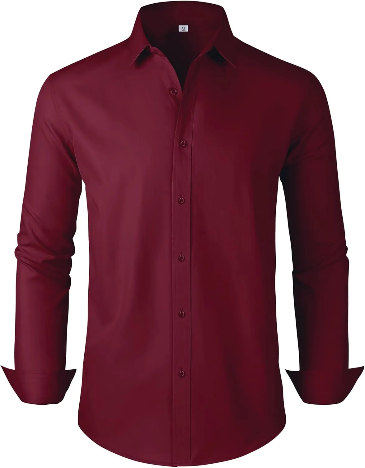 Men's Dress Shirts Regular Fit Solid Long Sleeve Wrinkle-Free Formal Shirt Business Casual Button Down Shirts