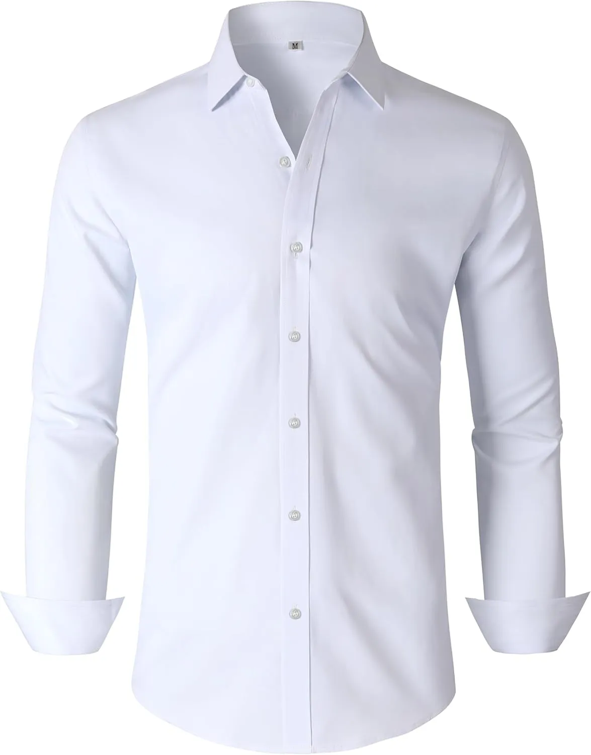 Men's Dress Shirts Regular Fit Solid Long Sleeve Wrinkle-Free Formal Shirt Business Casual Button Down Shirts