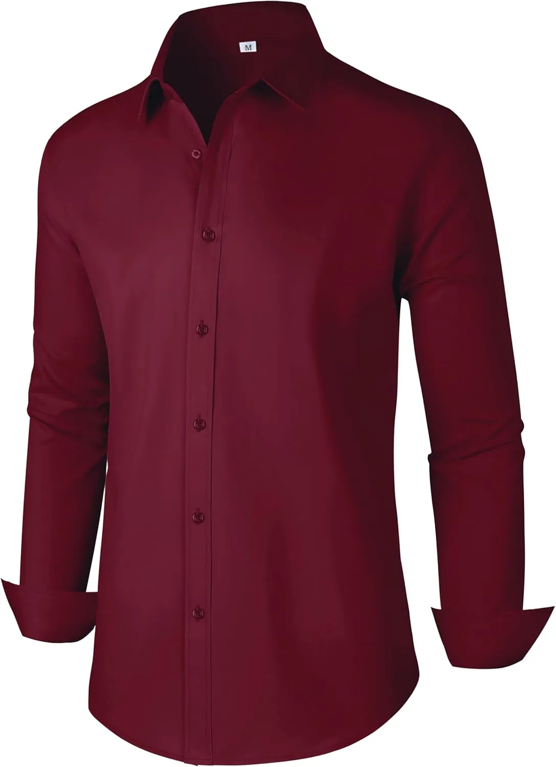 Men's Dress Shirts Regular Fit Solid Long Sleeve Wrinkle-Free Formal Shirt Business Casual Button Down Shirts