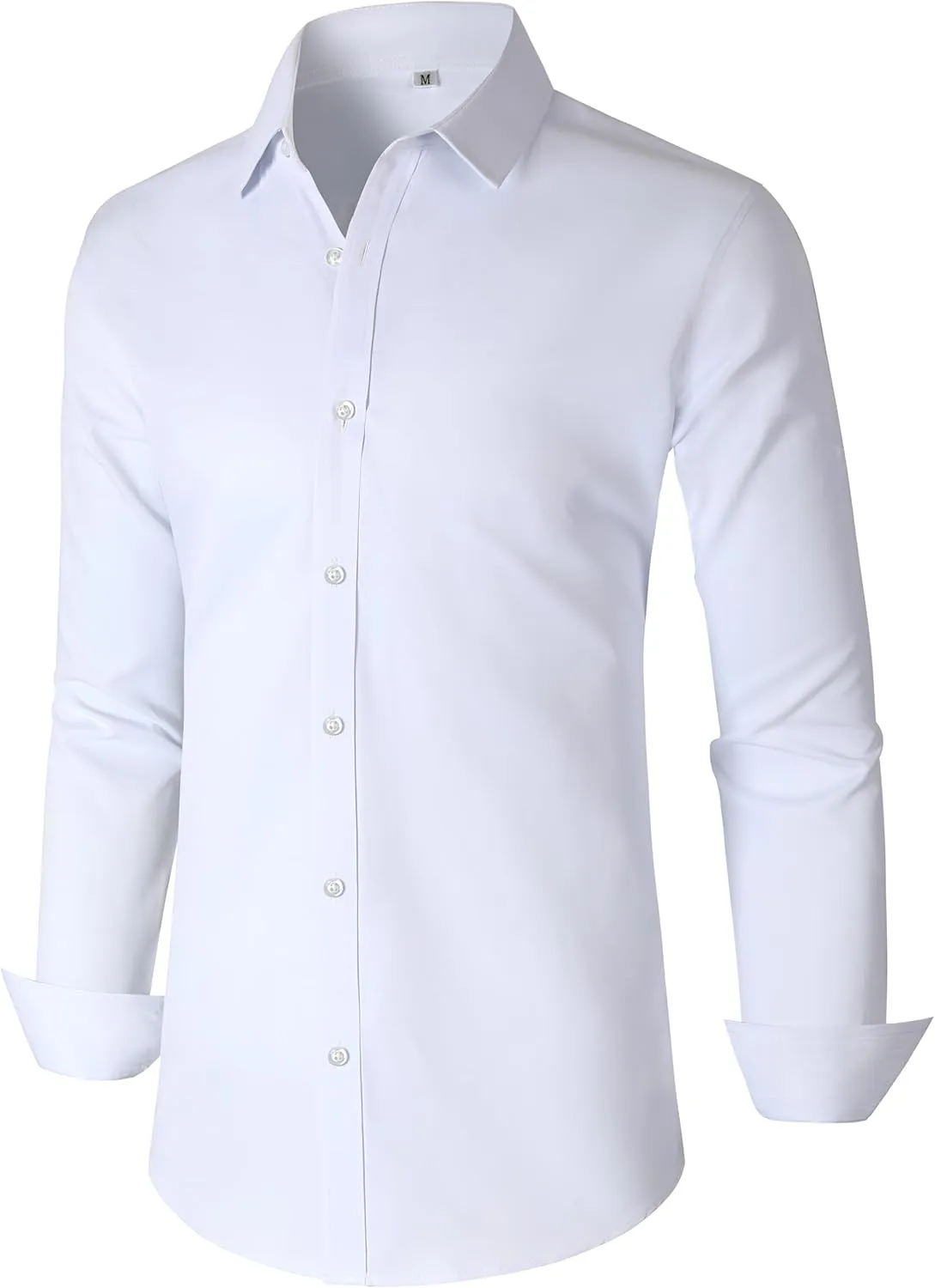 Men's Dress Shirts Regular Fit Solid Long Sleeve Wrinkle-Free Formal Shirt Business Casual Button Down Shirts