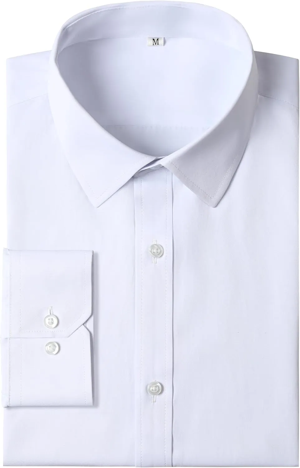 Men's Dress Shirts Regular Fit Solid Long Sleeve Wrinkle-Free Formal Shirt Business Casual Button Down Shirts