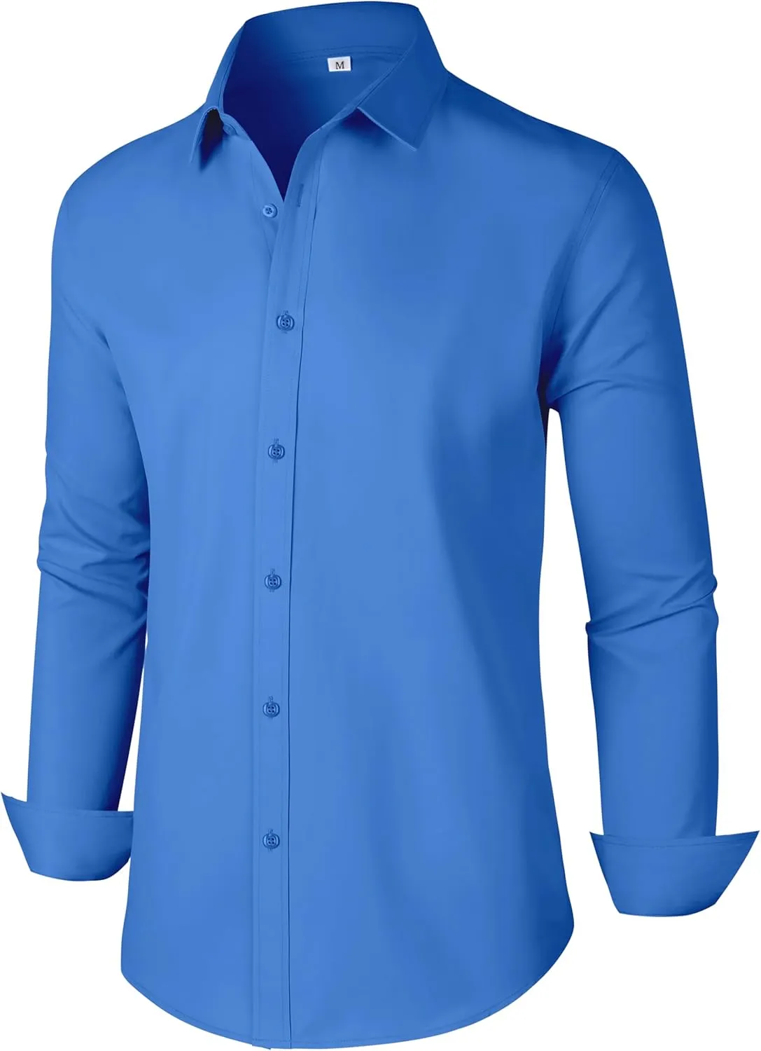 Men's Dress Shirts Regular Fit Solid Long Sleeve Wrinkle-Free Formal Shirt Business Casual Button Down Shirts