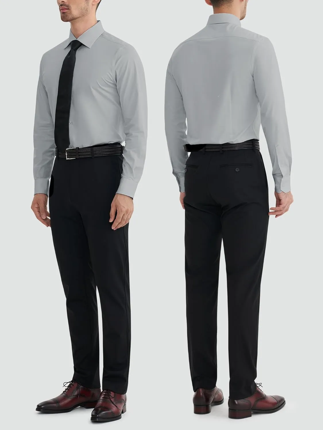 Mens Dress Shirts Slim Fit Wrinkle Free Stretch Non Iron Soft French Cuff Button Down Shirts