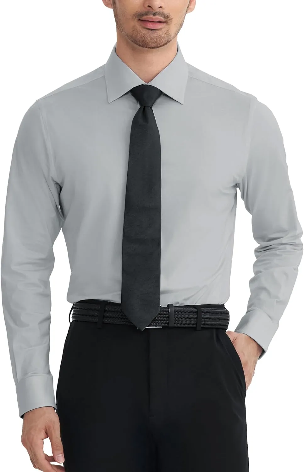 Mens Dress Shirts Slim Fit Wrinkle Free Stretch Non Iron Soft French Cuff Button Down Shirts