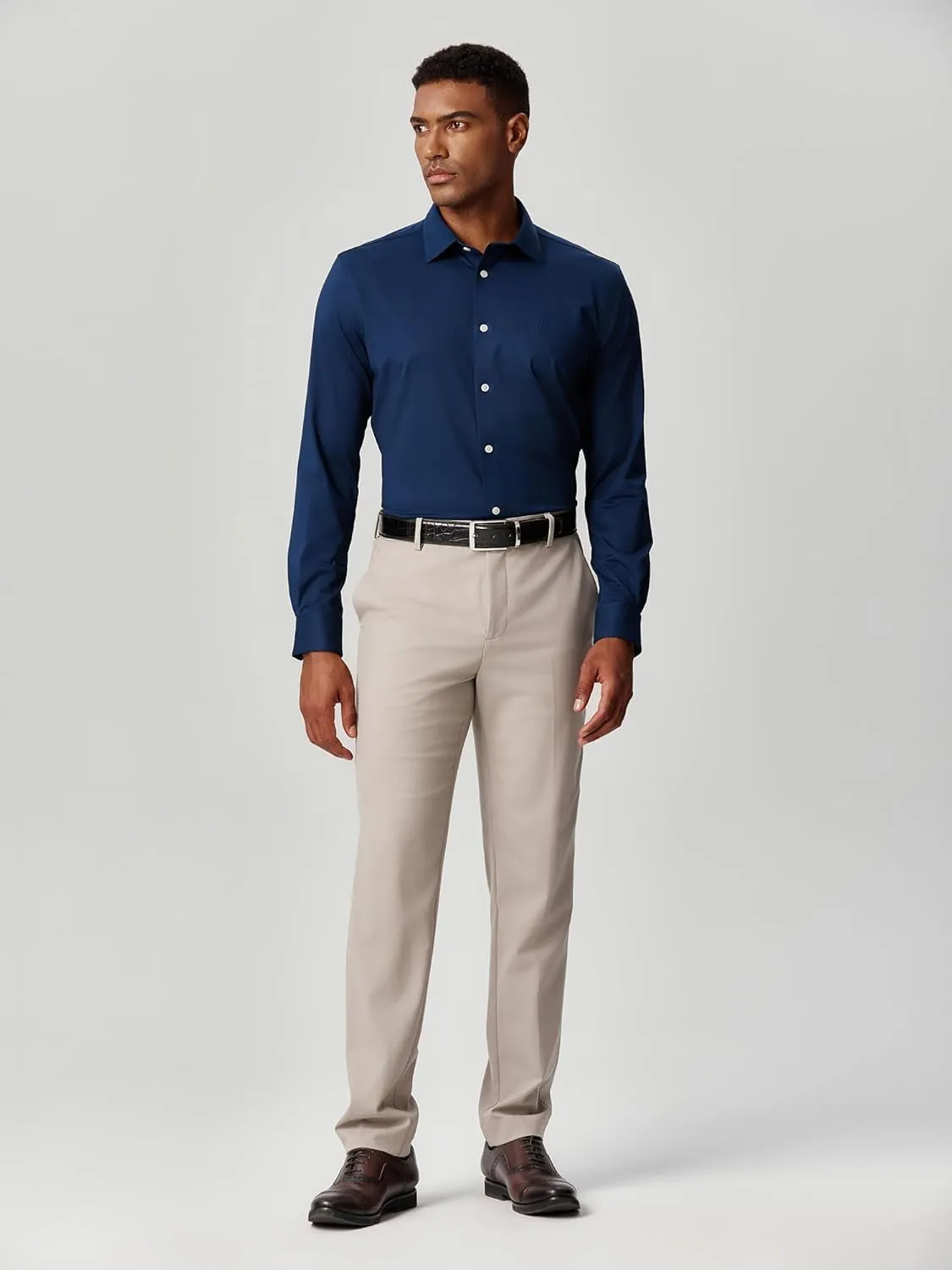 Mens Dress Shirts Slim Fit Wrinkle Free Stretch Non Iron Soft French Cuff Button Down Shirts