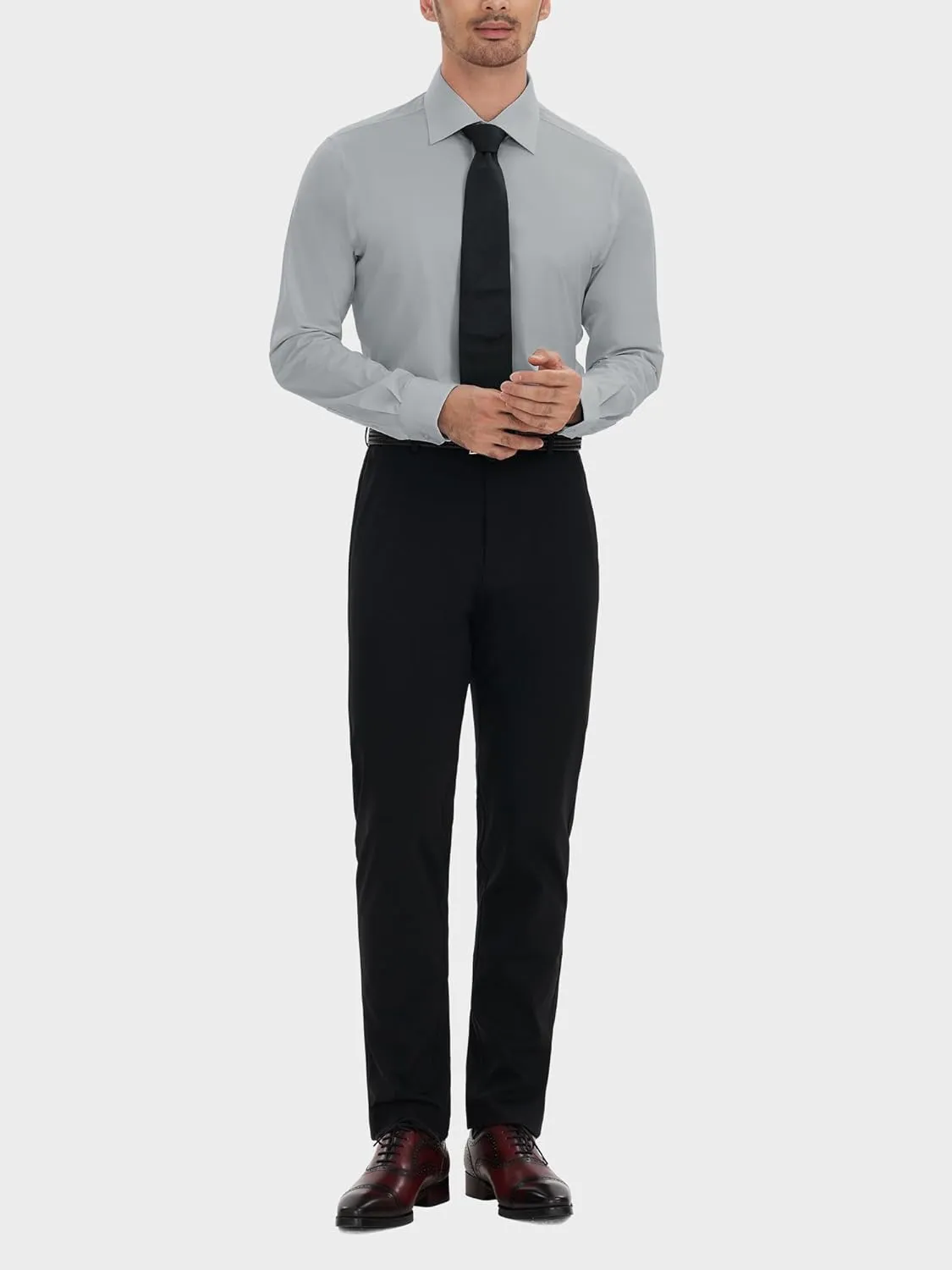 Mens Dress Shirts Slim Fit Wrinkle Free Stretch Non Iron Soft French Cuff Button Down Shirts