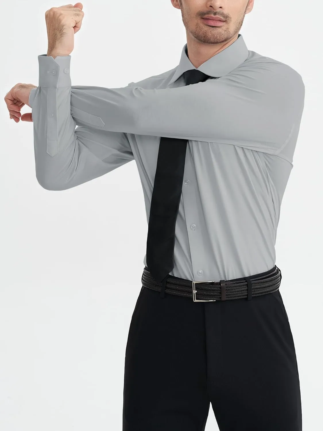 Mens Dress Shirts Slim Fit Wrinkle Free Stretch Non Iron Soft French Cuff Button Down Shirts