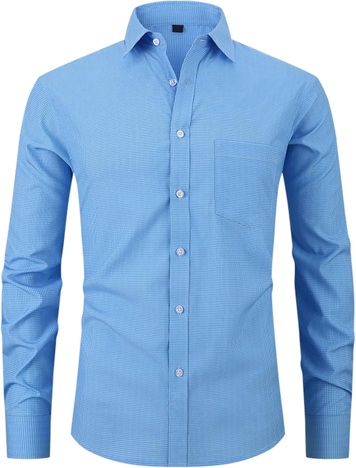 Men's Dress Shirts Solid Causal Long Sleeve Business Button Down Shirts Regular Fit Stretch Cotton Formal Dress Shirts