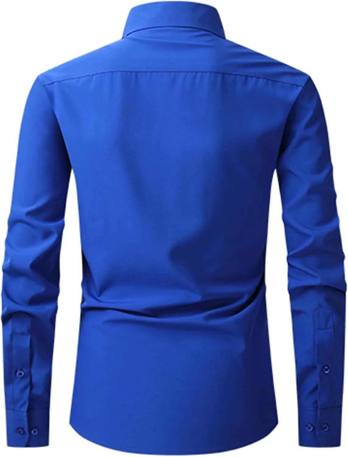 Men's Dress Shirts Solid Long Sleeve Stretch Wrinkle-Free Formal Shirt Business Classic Fit Casual Button Down Shirts