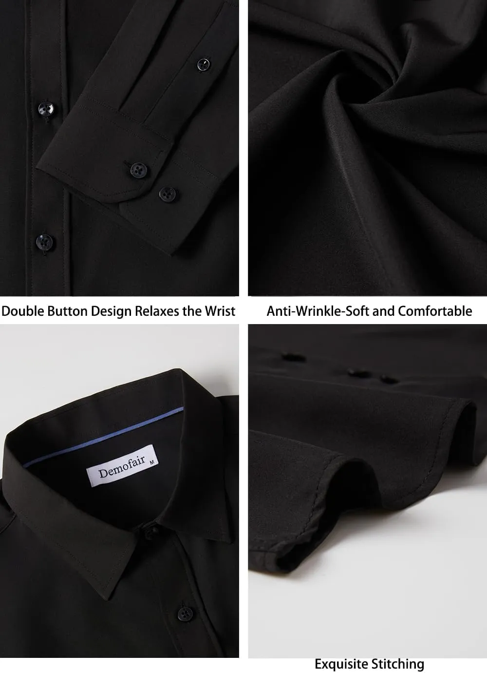 Men's Dress Shirts Solid Wrinkle-Free Long Sleeve Button Down Shirt Regular Fit Formal Shirts