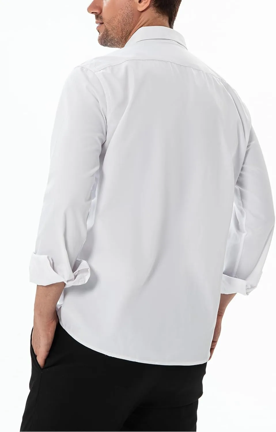 Men's Dress Shirts Stain Shield Stretch Slim Fit Shirts Wrinkle-Free Formal Business Button Down Shirt