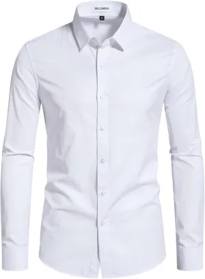 Men's Dress Shirts Stain Shield Stretch Slim Fit Shirts Wrinkle-Free Formal Business Button Down Shirt