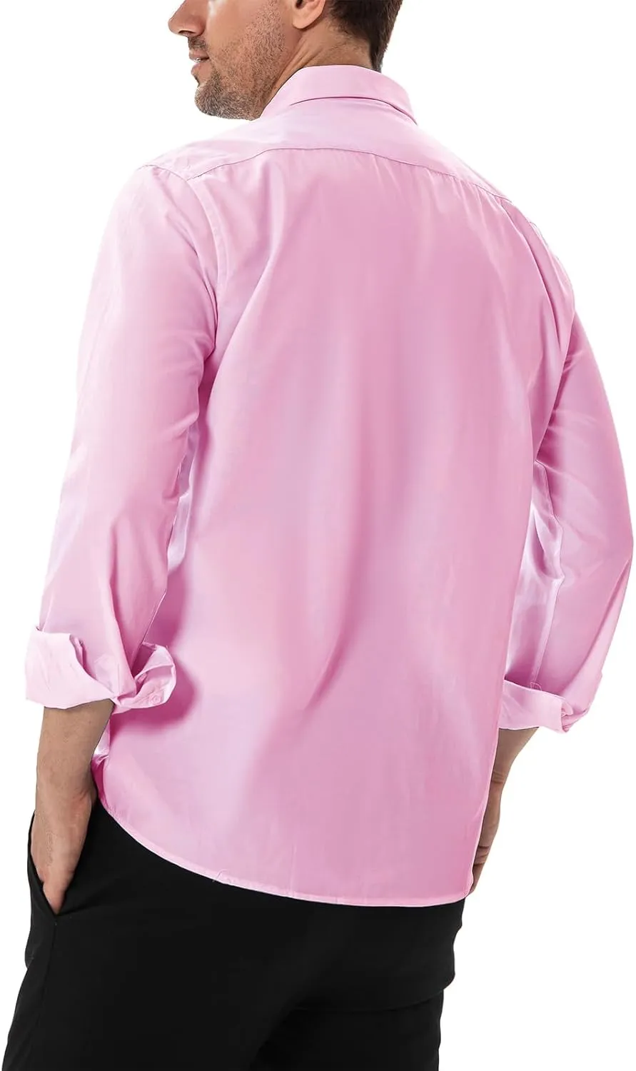 Men's Dress Shirts Stain Shield Stretch Slim Fit Shirts Wrinkle-Free Formal Business Button Down Shirt