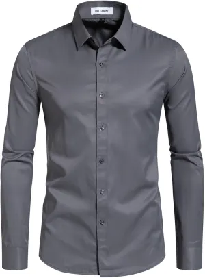 Men's Dress Shirts Stain Shield Stretch Slim Fit Shirts Wrinkle-Free Formal Business Button Down Shirt