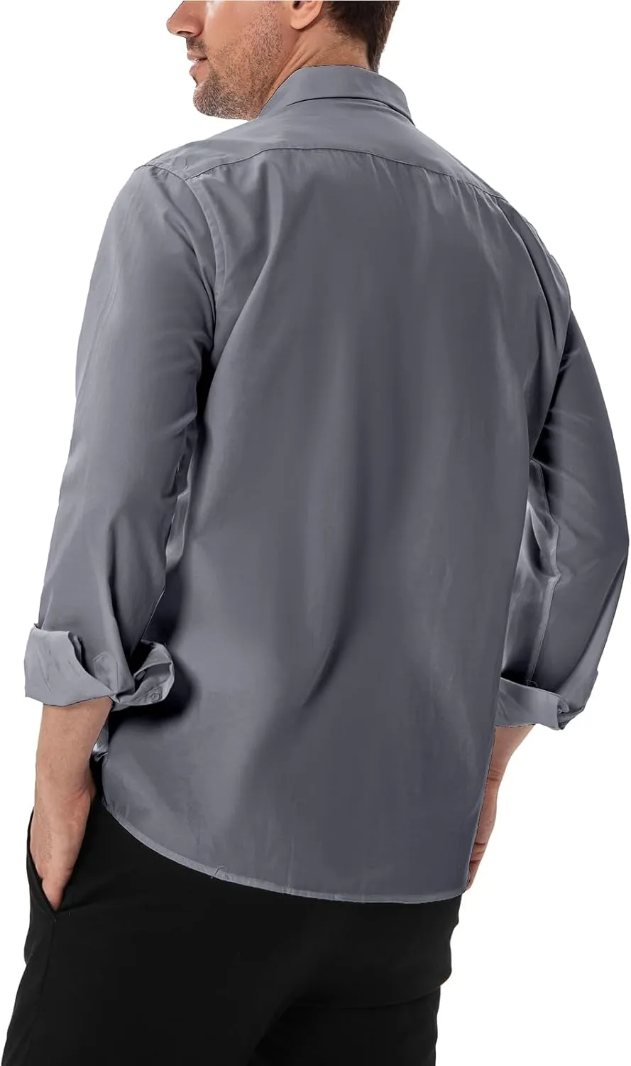 Men's Dress Shirts Stain Shield Stretch Slim Fit Shirts Wrinkle-Free Formal Business Button Down Shirt