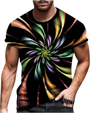 Mens Fashion 3D Print T-Shirts 2023 Casual Summer Tops Funny Graphics Pattern Crewneck Short Sleeve Tees for Men