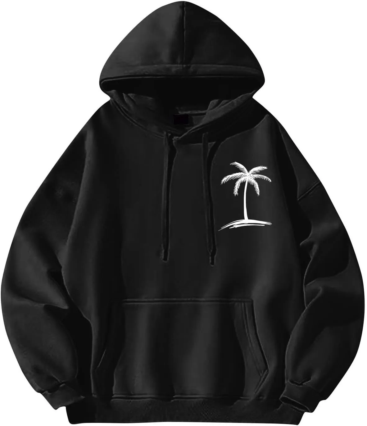 Men'S Fashion Hoodies & Sweatshirts Palm Tree Print Fall Fleece Sweatshirts Long Sleeve Pullover Hoodie With Pockets