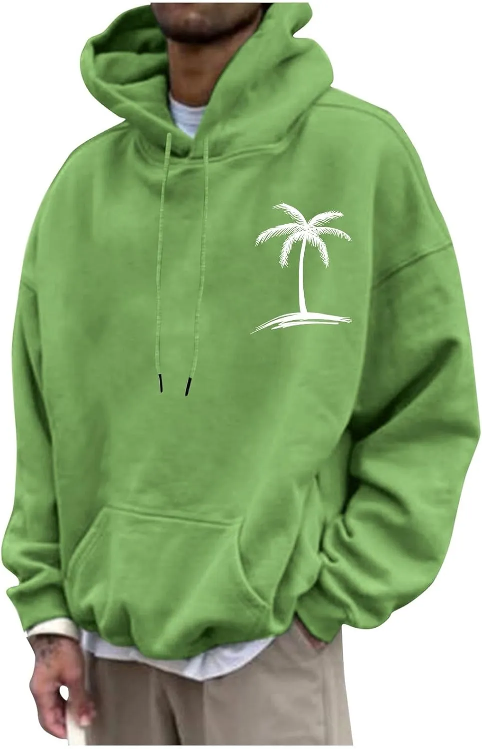Men'S Fashion Hoodies & Sweatshirts Palm Tree Print Fall Fleece Sweatshirts Long Sleeve Pullover Hoodie With Pockets