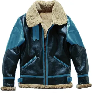 Mens Faux Leather Jacket Warm Winter Biker Coat Casual Bomber Moto Jacket Cropped Thick Coat Outerwear with Pockets