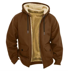 Mens Fleece Hoodie Sherpa Lined Hoodies Jacket Winter Full Zip Warm Heavyweight Thick Fuzzy Hooded Sweatshirt