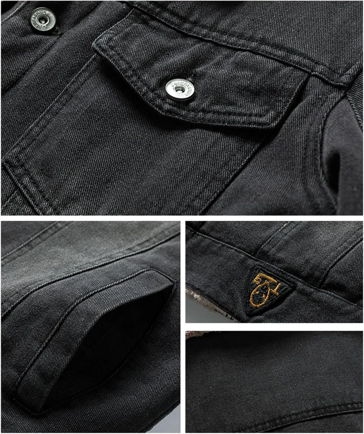 Mens Fleece Jacket Winter Sherpa Fleece Lined Denim Jackets Button Down Trucker Thick Warm Cotton Jean Coat with Pocket