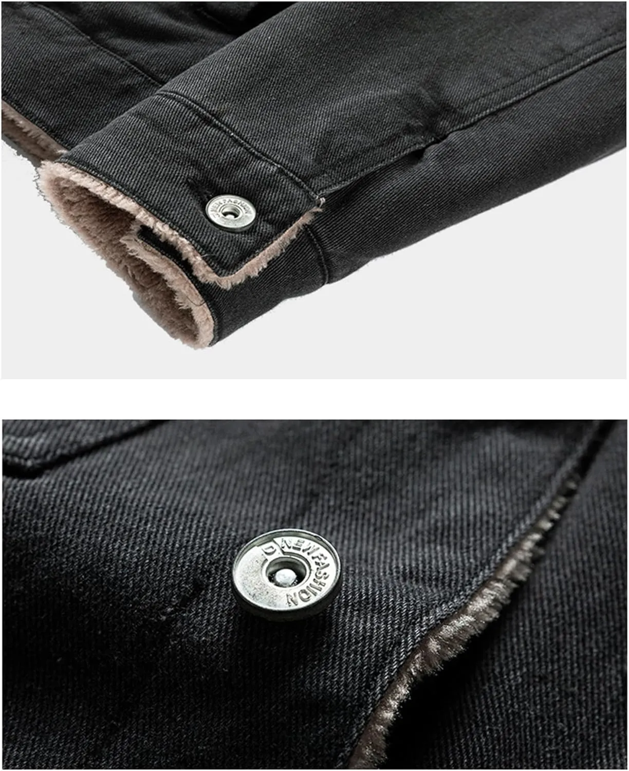 Mens Fleece Jacket Winter Sherpa Fleece Lined Denim Jackets Button Down Trucker Thick Warm Cotton Jean Coat with Pocket