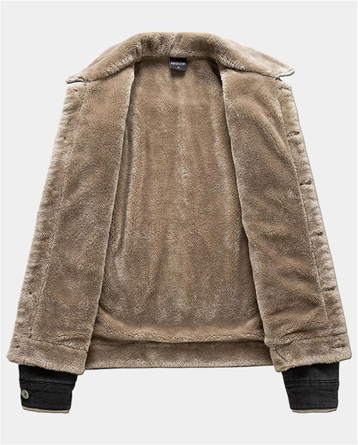 Mens Fleece Jacket Winter Sherpa Fleece Lined Denim Jackets Button Down Trucker Thick Warm Cotton Jean Coat with Pocket