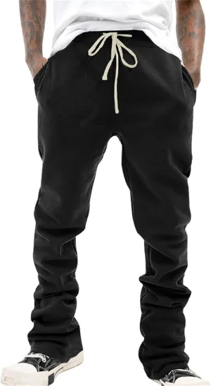 Men's Fleece Jogger Men's Drawstring Sweatpants Drawstring Long Pants Solid Color Vintage Slim Men's Casual Slim