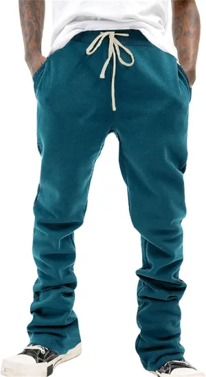 Men's Fleece Jogger Men's Drawstring Sweatpants Drawstring Long Pants Solid Color Vintage Slim Men's Casual Slim