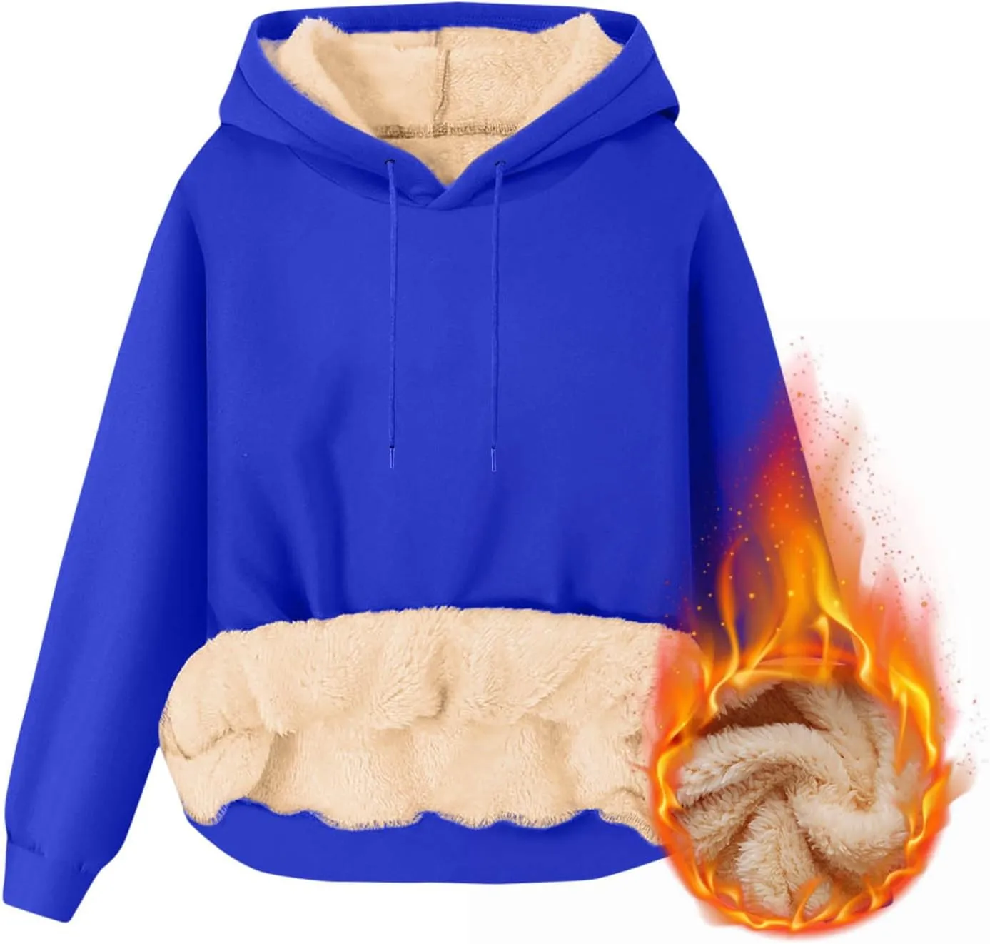 Mens Fleece Lined Hoodies Heavyweight Thick Winter Pullover Sherpa Warm Hooded Sweatshirt Thermal Windproof Jacket