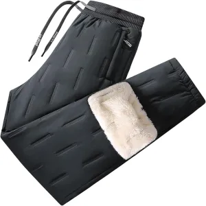 Men's Fleece Lined Joggers Unisex Fleece Lined Waterproof Pants Thermal Hiking Workout Running Pants with Pockets