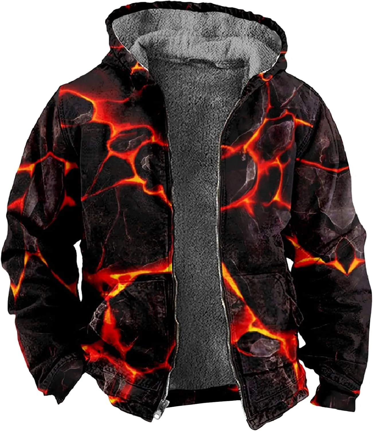 Mens Full Zip Fleece Sweatshirt Flannel Sherpa Lined Shirt Jacket Plaid Cotton Hoodies Coat Big Tall Winter Jackets
