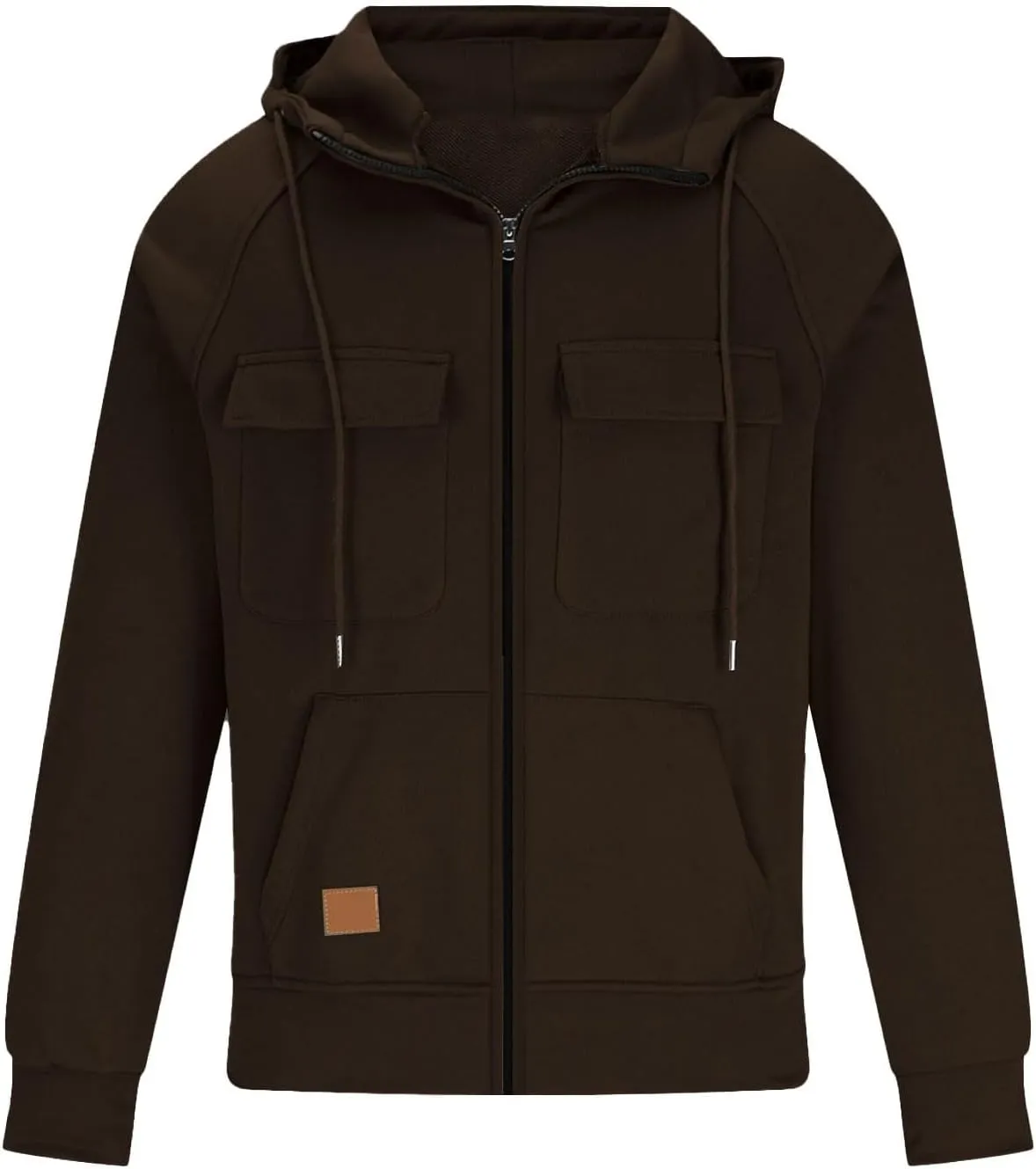 Men's Full-Zip Hoodie with Multiple Pockets, Soft Fleece, Adjustable Drawstring Hood, Casual Wear